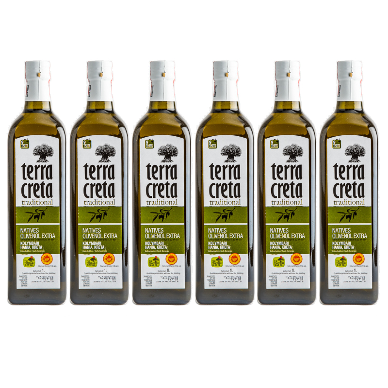 Der Bestseller von Terra Creta - Testsieger G.U.B. klassik Olivenöl Extra  Nativ 1000ml 6x Flasche