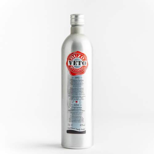 Ouzo Veto Spentzas Metall 42% - 1000ml griechischer Ouzo Online Shop